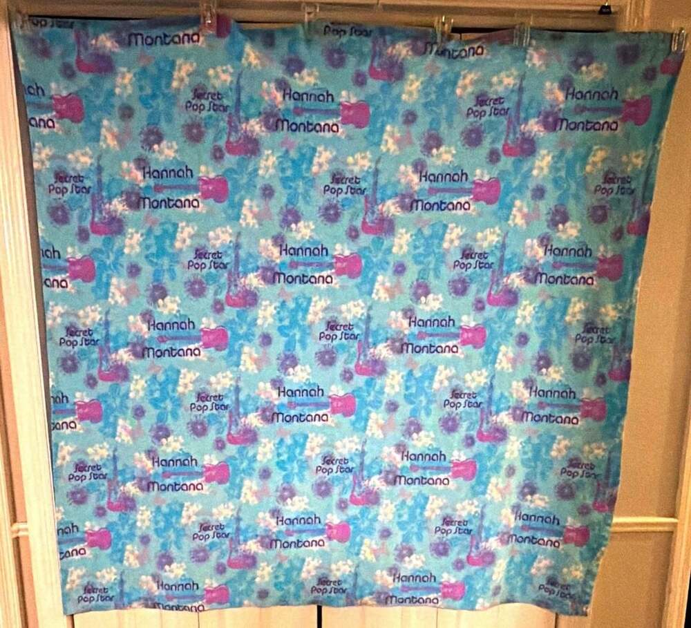 Hannah Montana Secret Pop Star Fleece Throw Blanket Blue Purple Pink Floral Soft